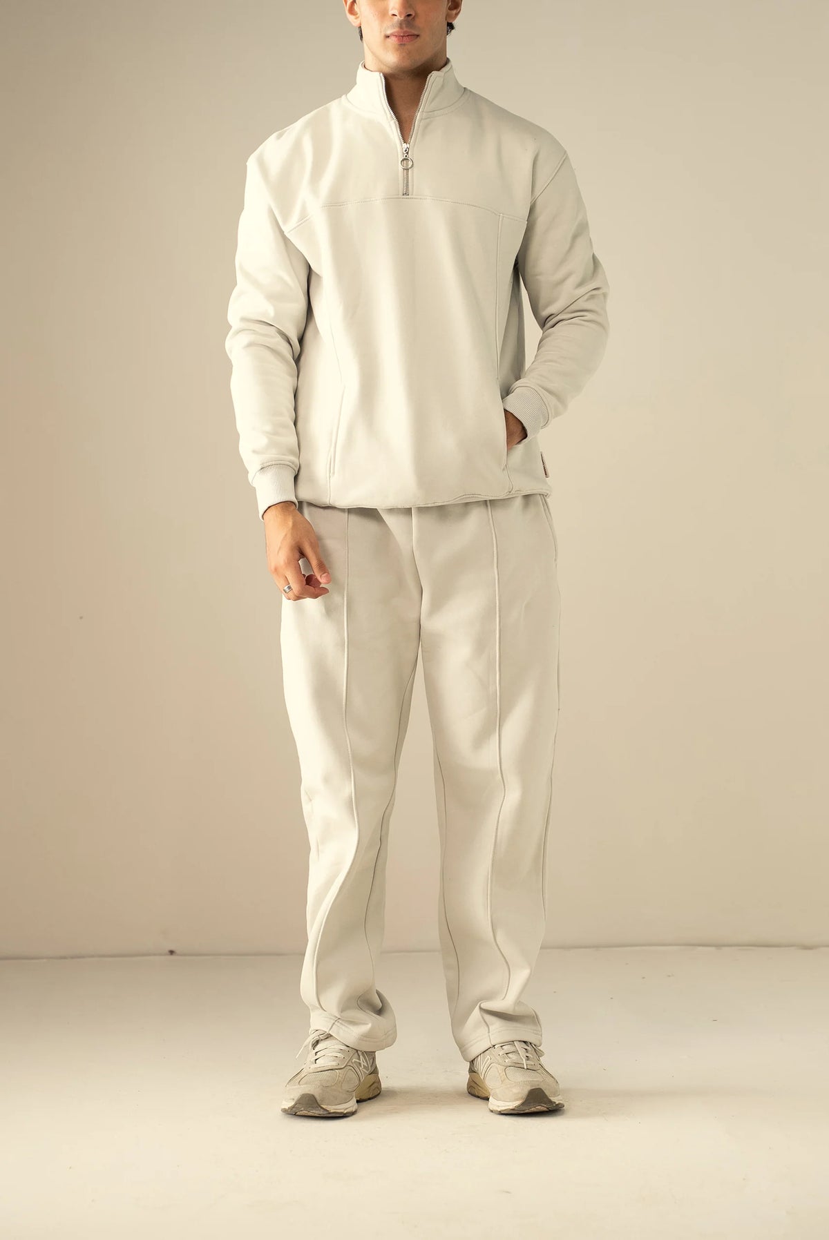 Quarter Zipper Sweatshirt-Off White image 10