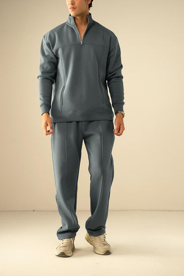 Quarter Zipper Sweatshirt-Steel Grey image 1