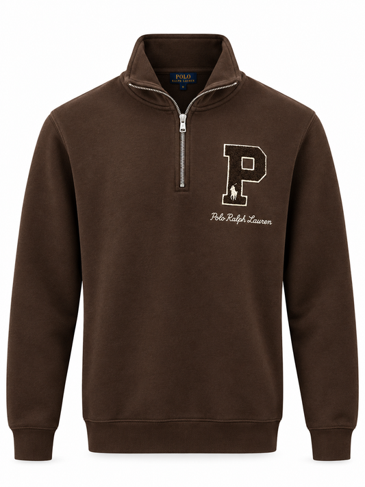 Chocolate Brown: Polo Ralph Lauren Brown Quarter-Zip Sweatshirt