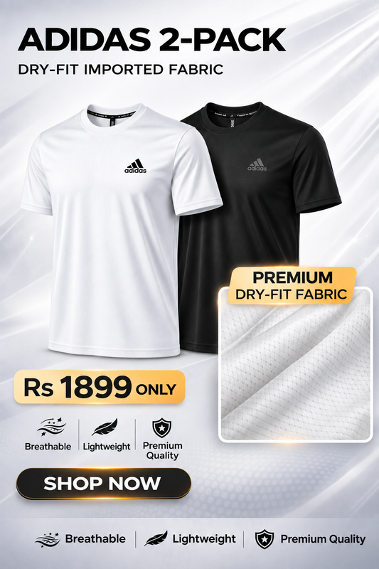 Men’s Adidas 2-Pack Tees Black/Acrya White– Imported Dry-Fit Fabric | Breathable Comfort