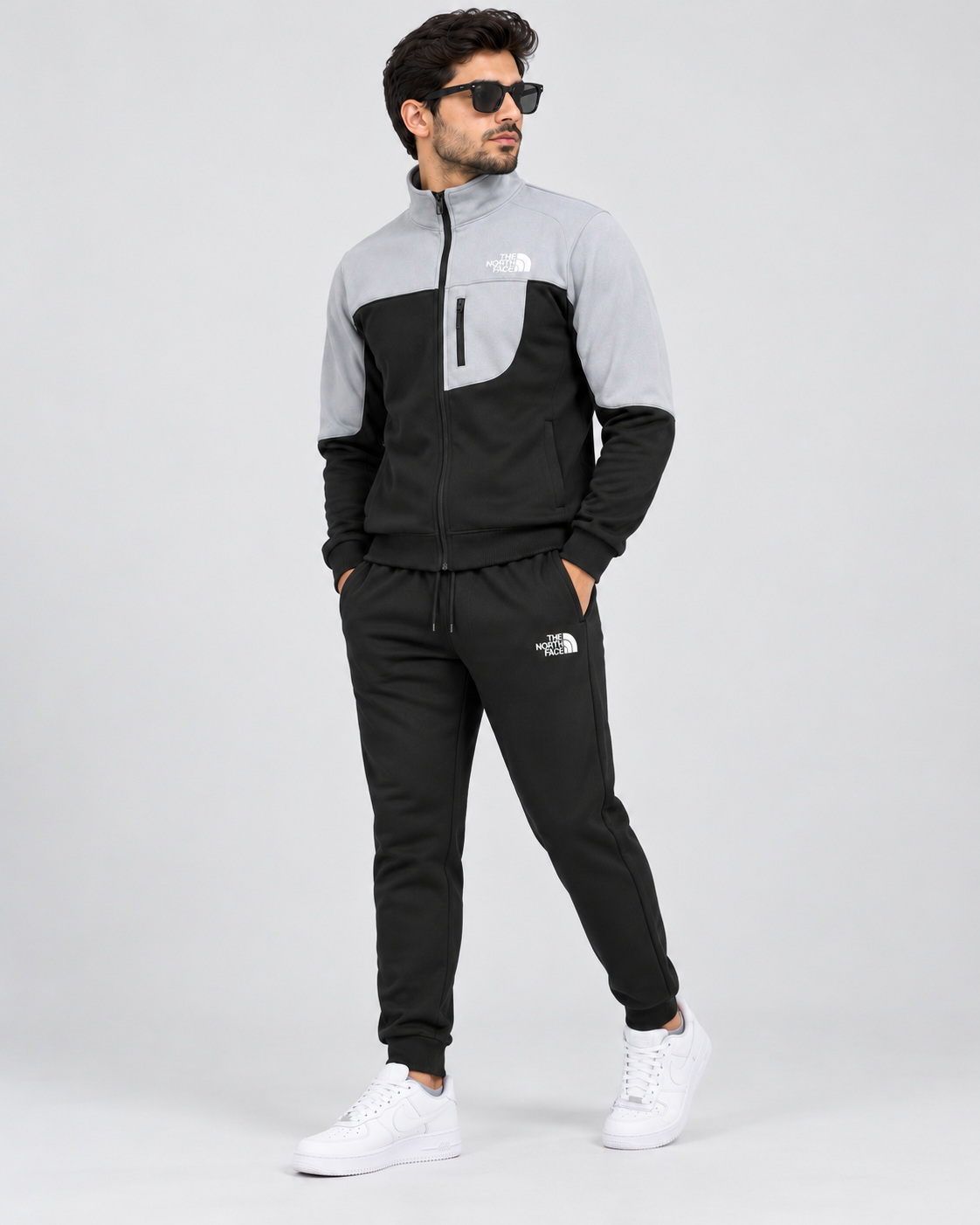 Pack of 2 North Face Premium Imported Fleece Zippers Only | Blue/Black & Black/Grey