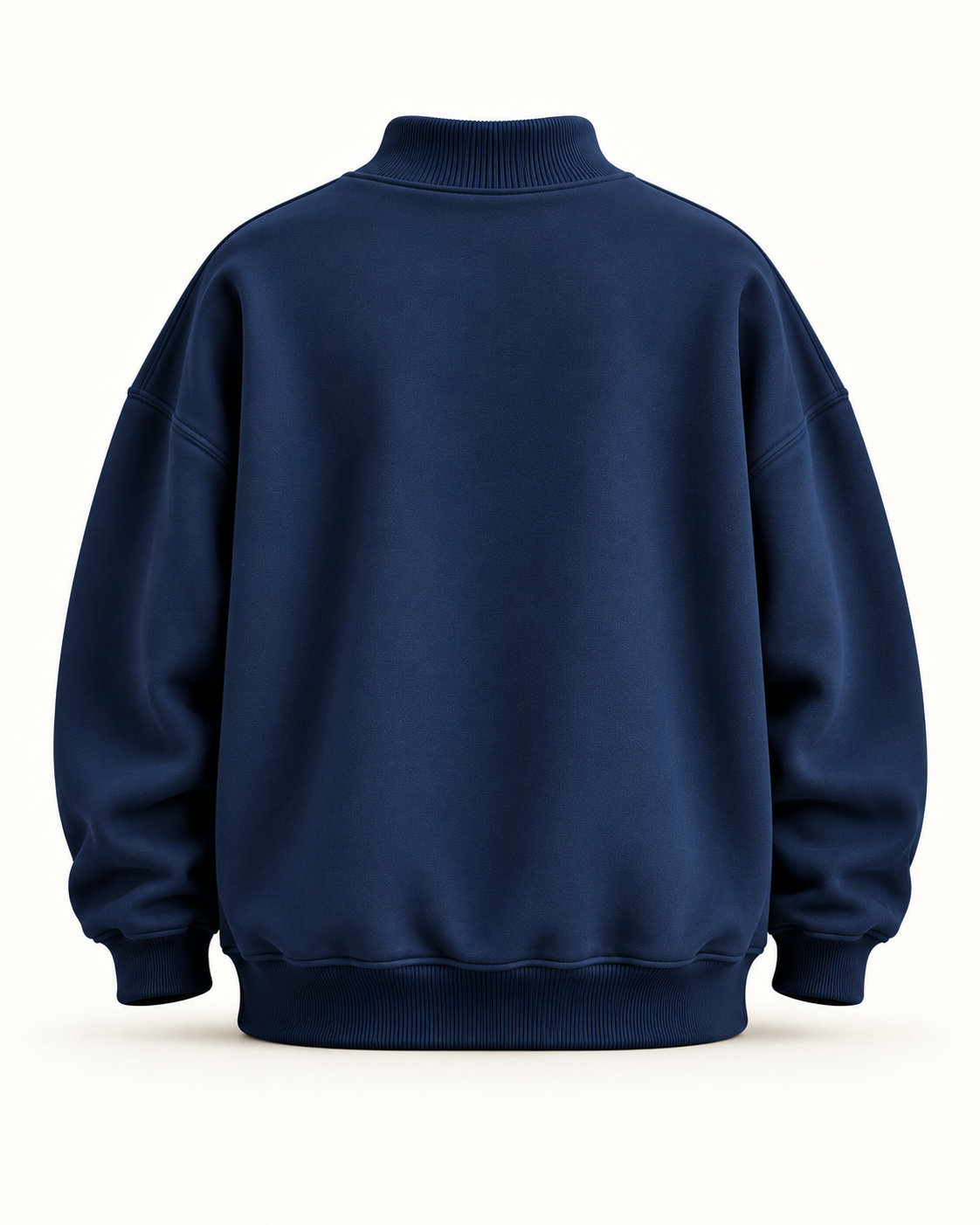 Premium Mock Neck Sweatshirt Cotton Fleece– Navy Blue