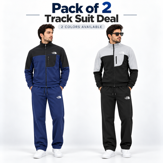 The North Face Men's Tracksuit Pack of 2 – Black & Dark Navy Blue | Full-Zip Jacket & Straight-Fit Trousers