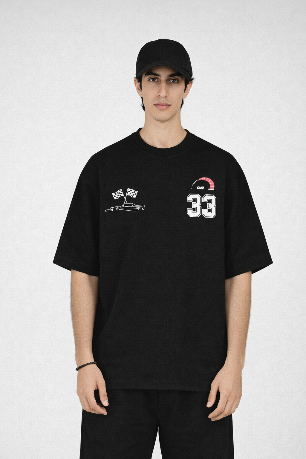 33 Printed Oversized T-Shirt – Black