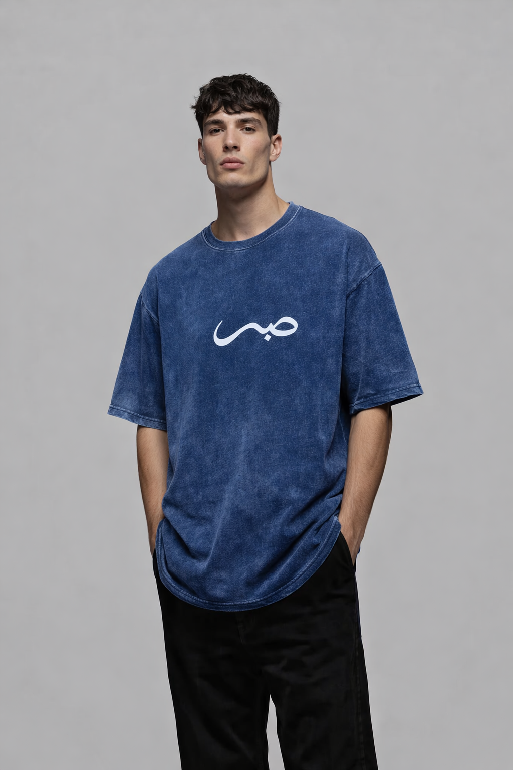 Oversized Blue Acid-Wash Sabar T-Shirt