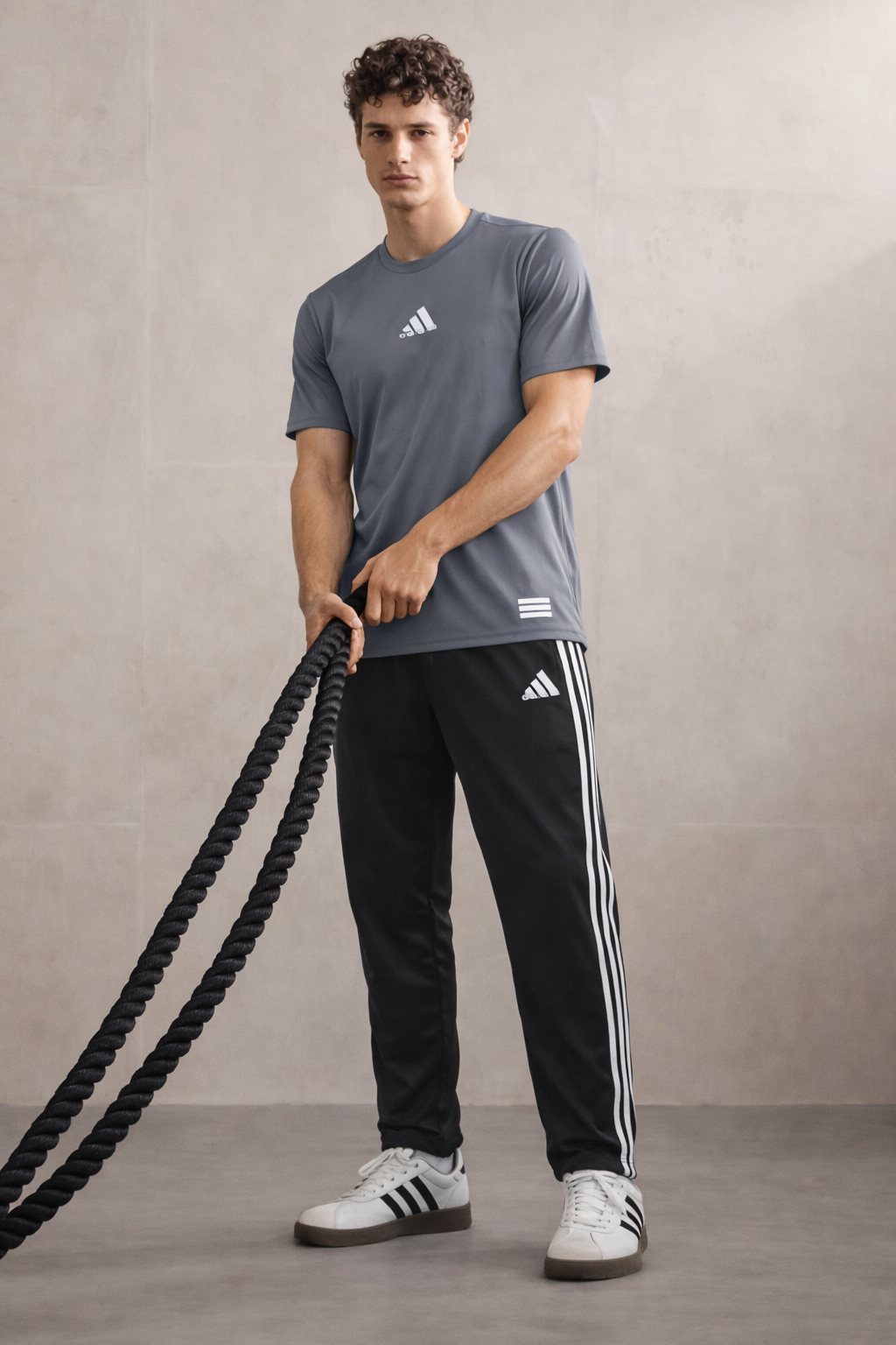 Adidas Track Suit Grey/Black  – Breathable Gym & Sports Wear