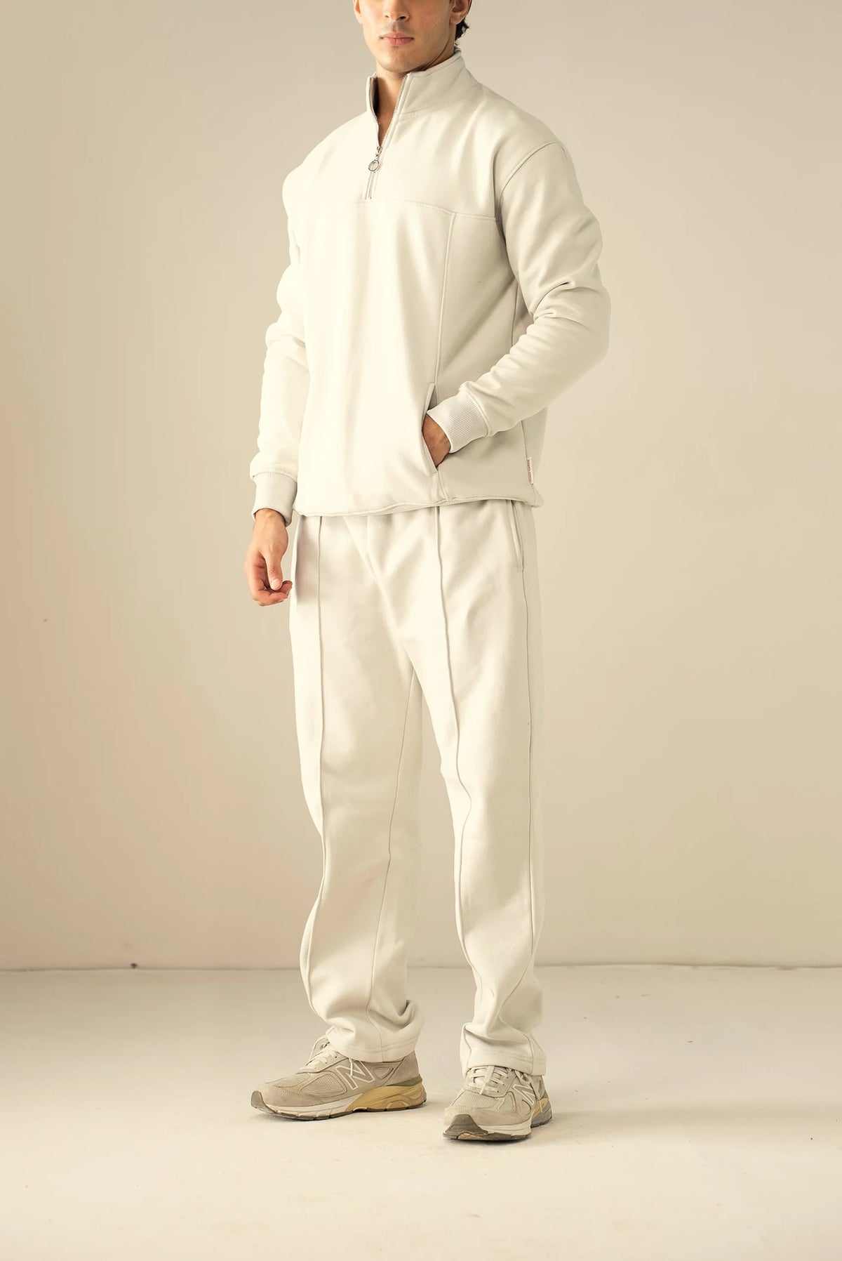 Quarter Zipper Sweatshirt-Off White image 7