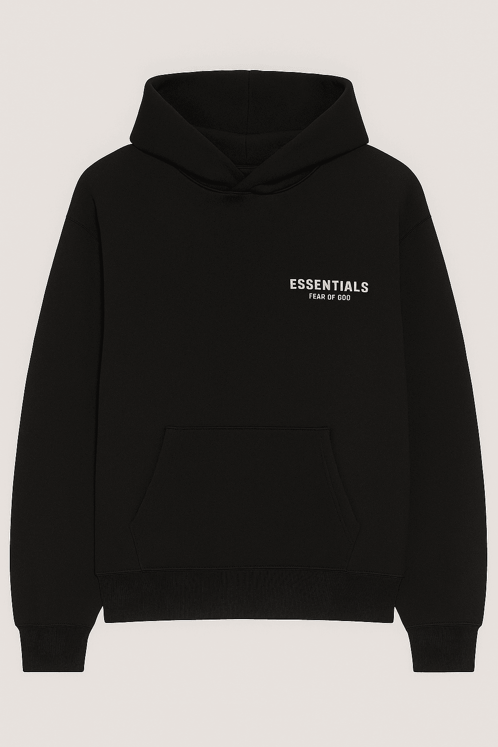 20251115_1342_Black Essentials Hoodie_remix_01ka3armhqes4by26w7xngcap7