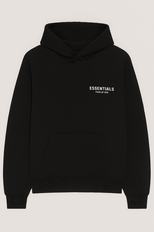 20251115_1342_Black Essentials Hoodie_remix_01ka3armhqes4by26w7xngcap7