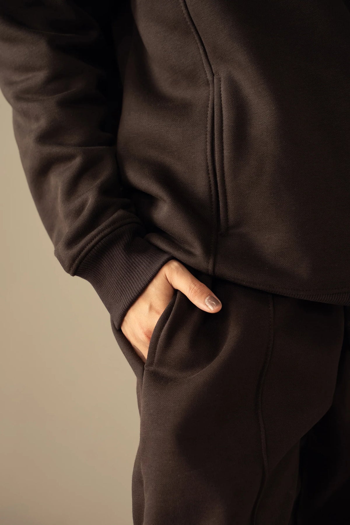 Quarter Zipper Sweatshirt-Brown image 3