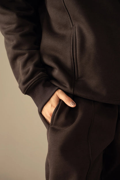 Quarter Zipper Sweatshirt-Brown image 3