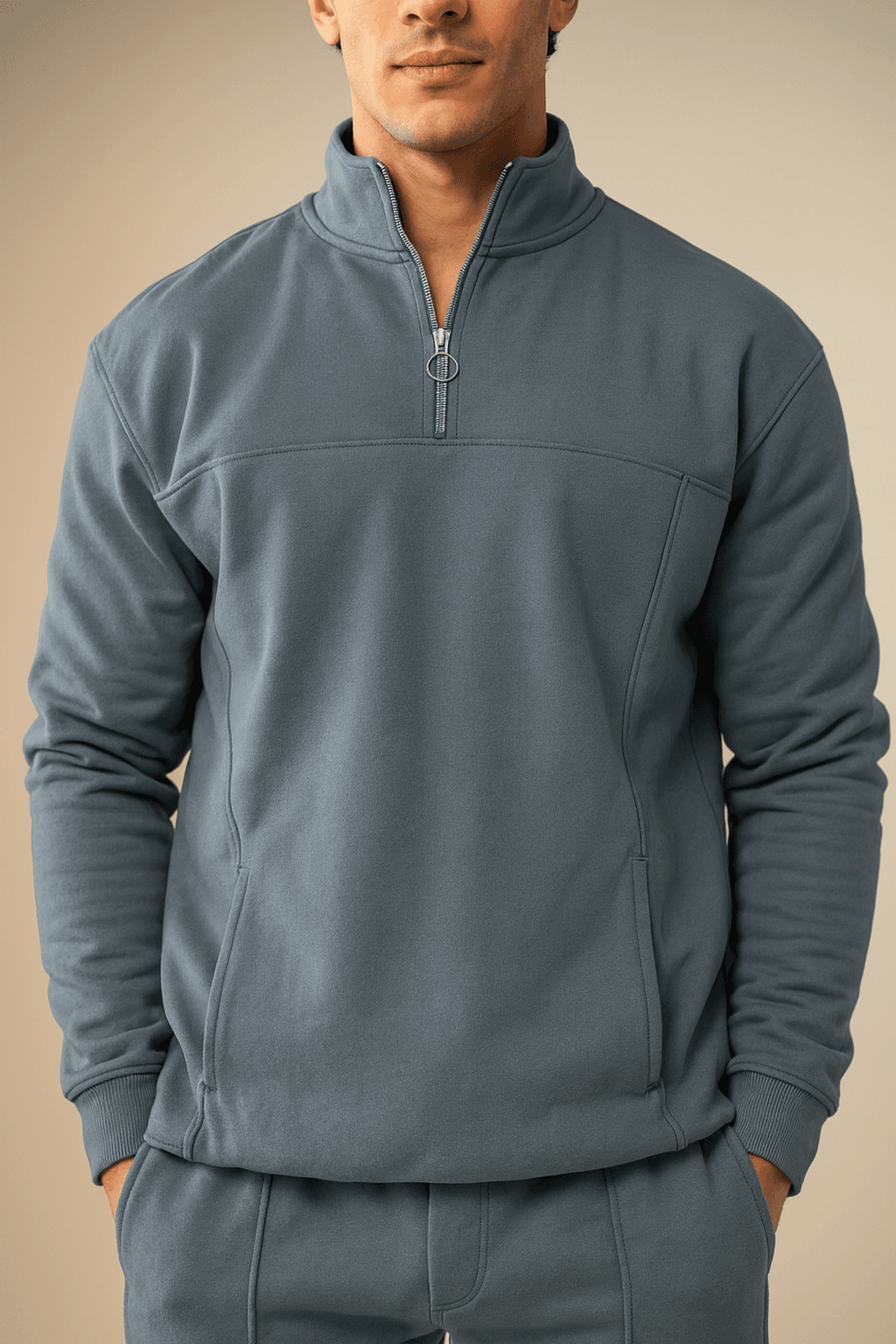 Quarter Zipper Sweatshirt-Steel Grey image 0