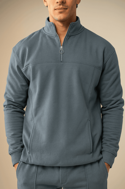 Quarter Zipper Sweatshirt-Steel Grey image 0