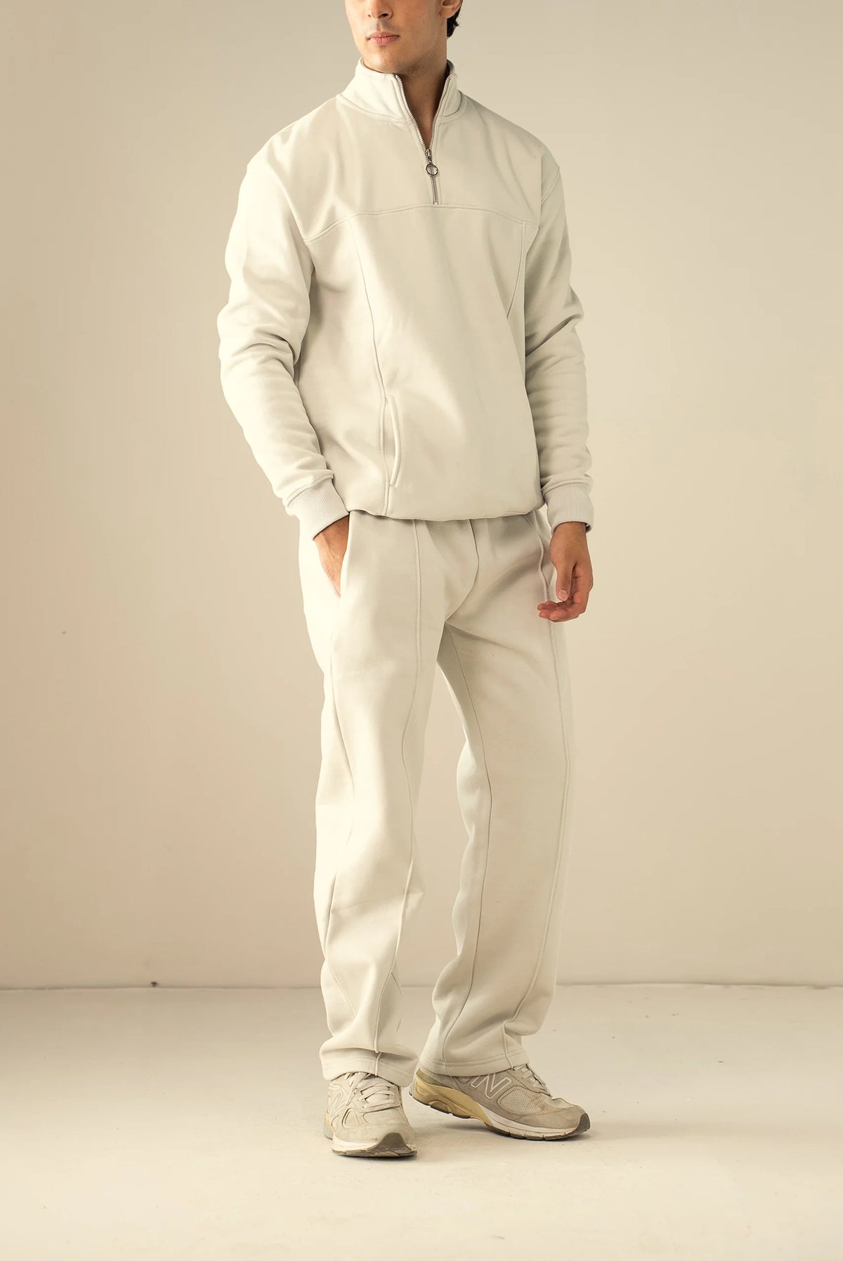 Quarter Zipper Sweatshirt-Off White image 1