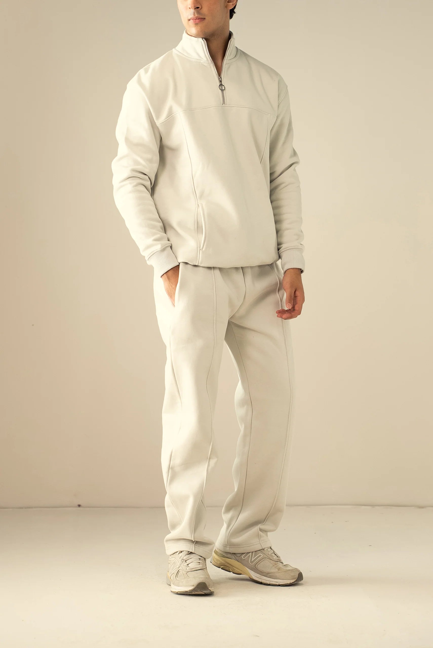 Quarter Zipper Sweatshirt-Off White image 1