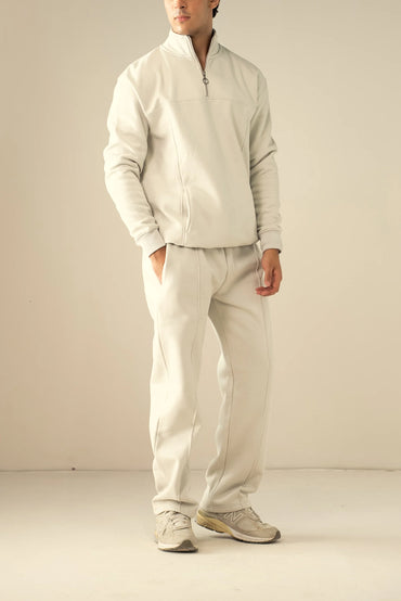 Quarter Zipper Sweatshirt-Off White image 1