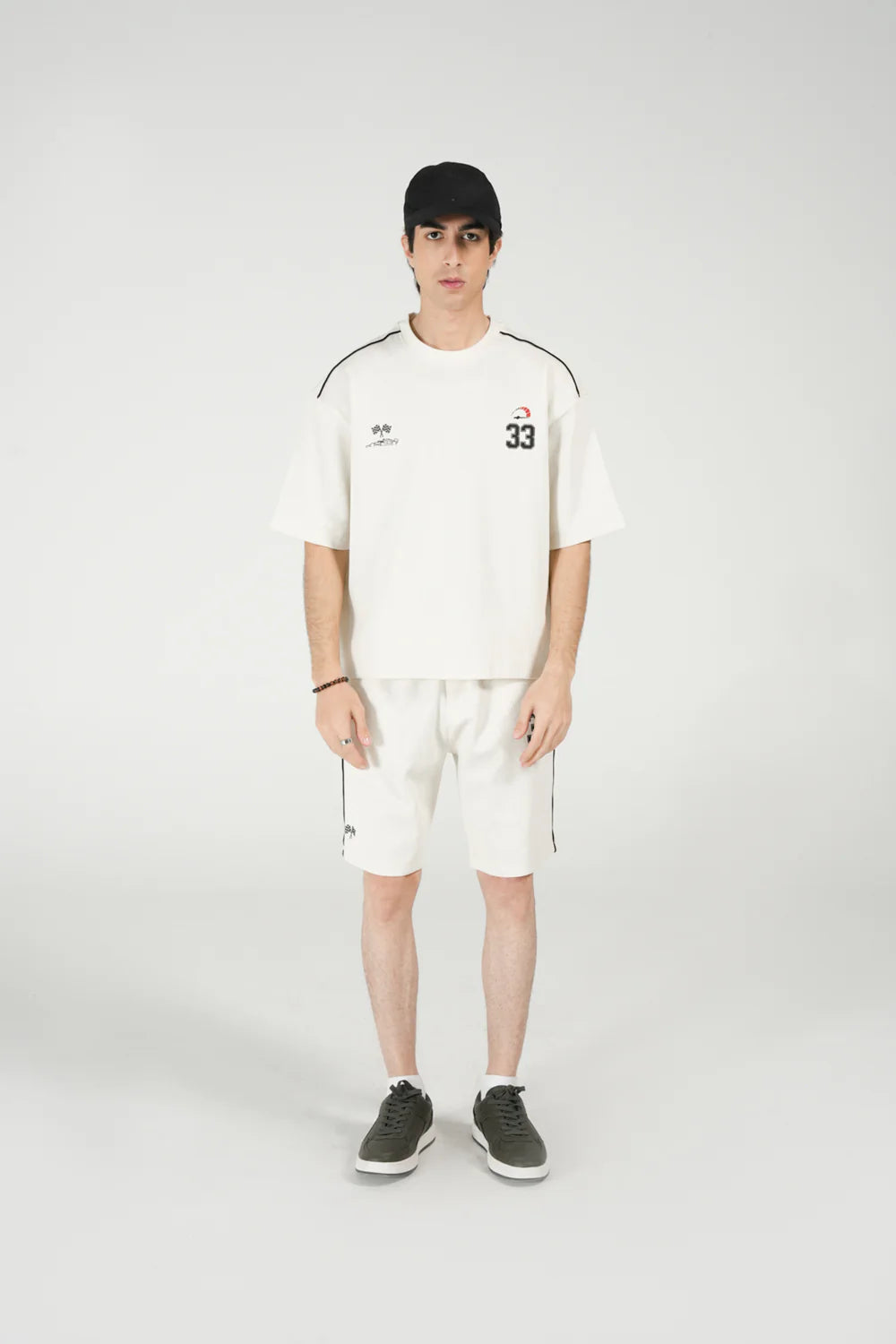 33 Printed Oversized T-Shirt – Beige