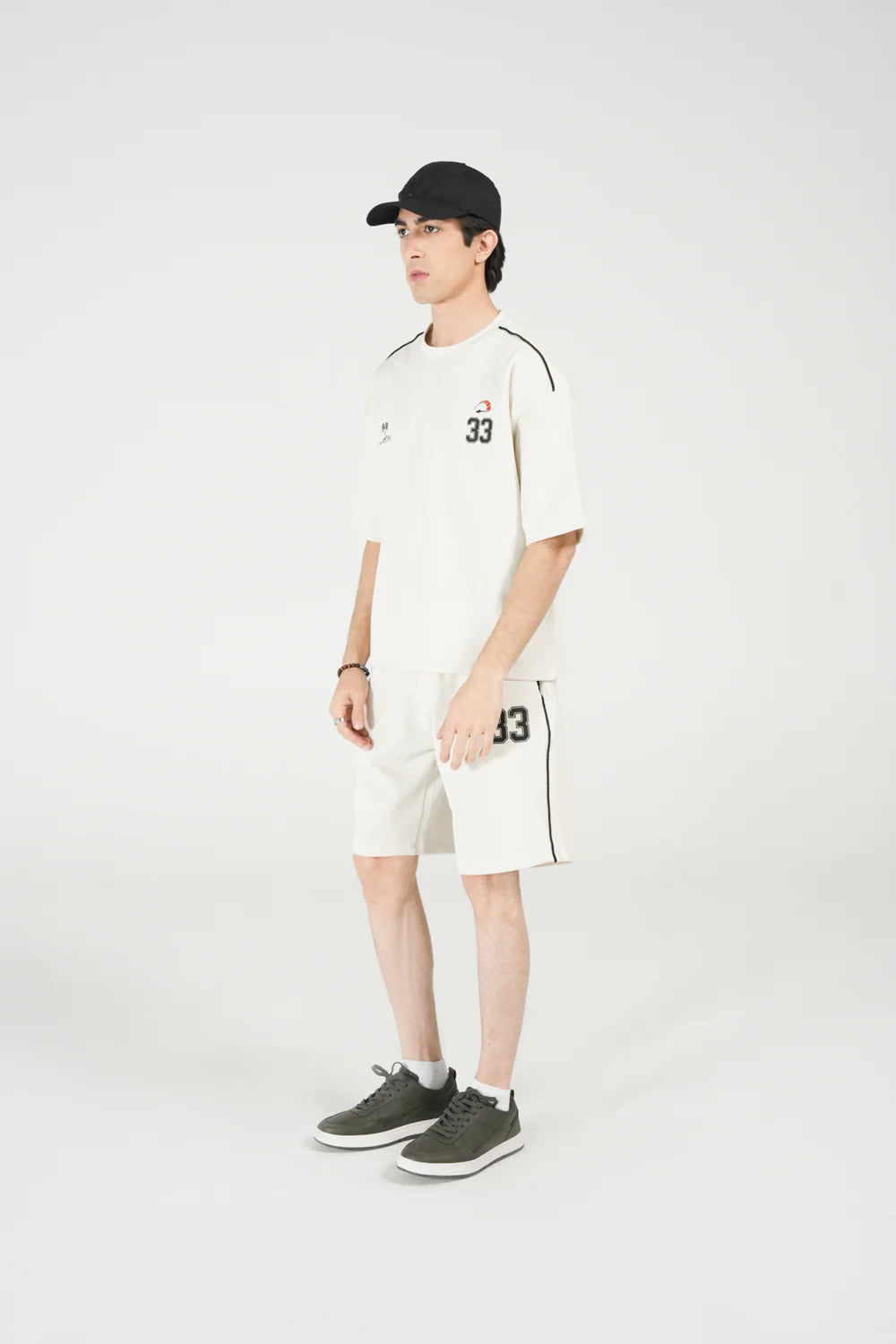 33 Printed Oversized T-Shirt – Beige