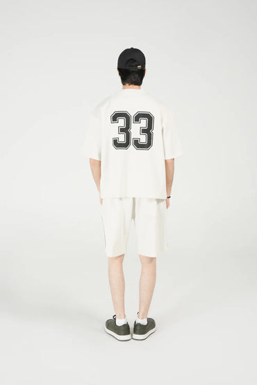 33 Printed Oversized T-Shirt – Beige