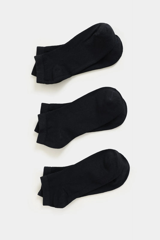 Pack of 3 Men’s Short Crew Socks – Black | 100% Cotton Comfort