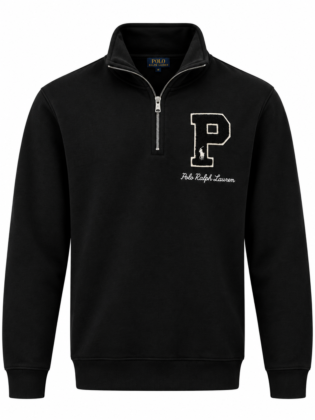 Jet Black: Polo Ralph Lauren Black Quarter-Zip Sweatshirt