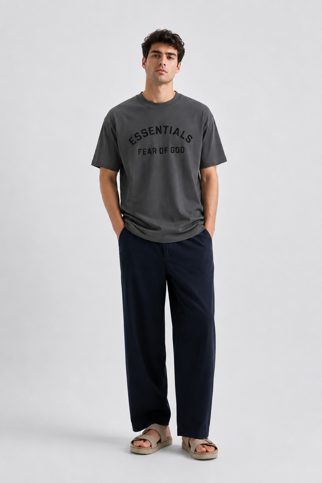 Fear of God Essentials Logo Tee - Charcoal Grey