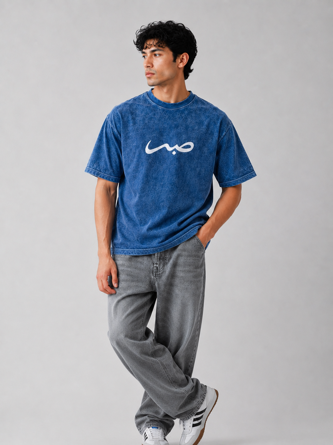 Oversized Blue Acid-Wash Sabar T-Shirt