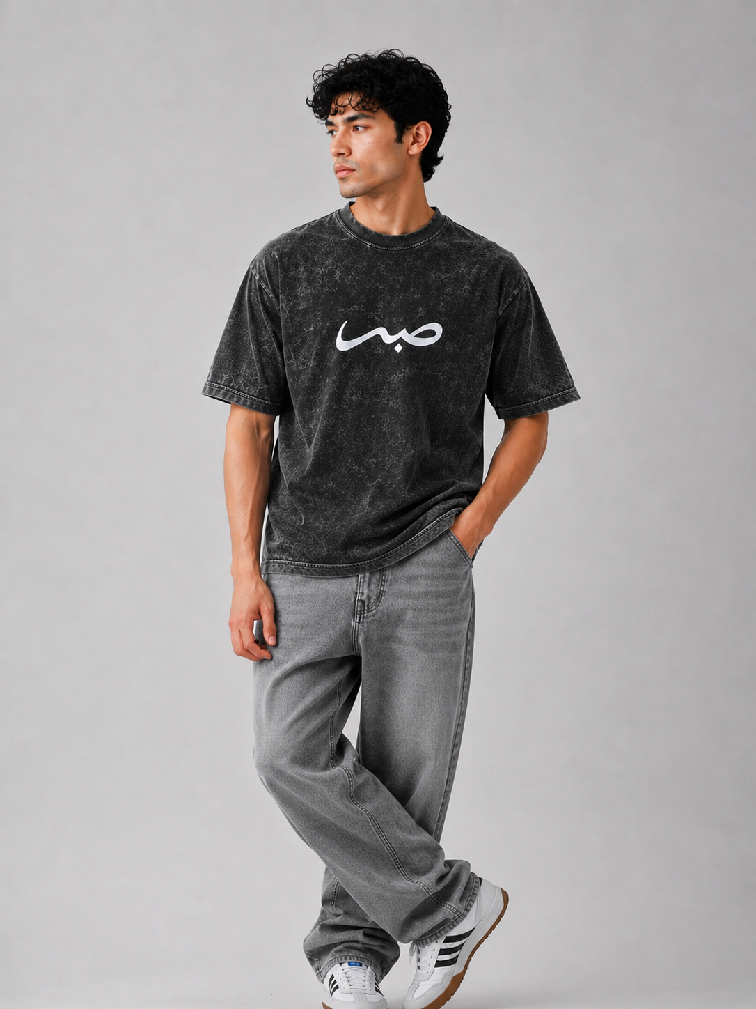 Oversized Black Acid-Wash Sabar T-Shirt