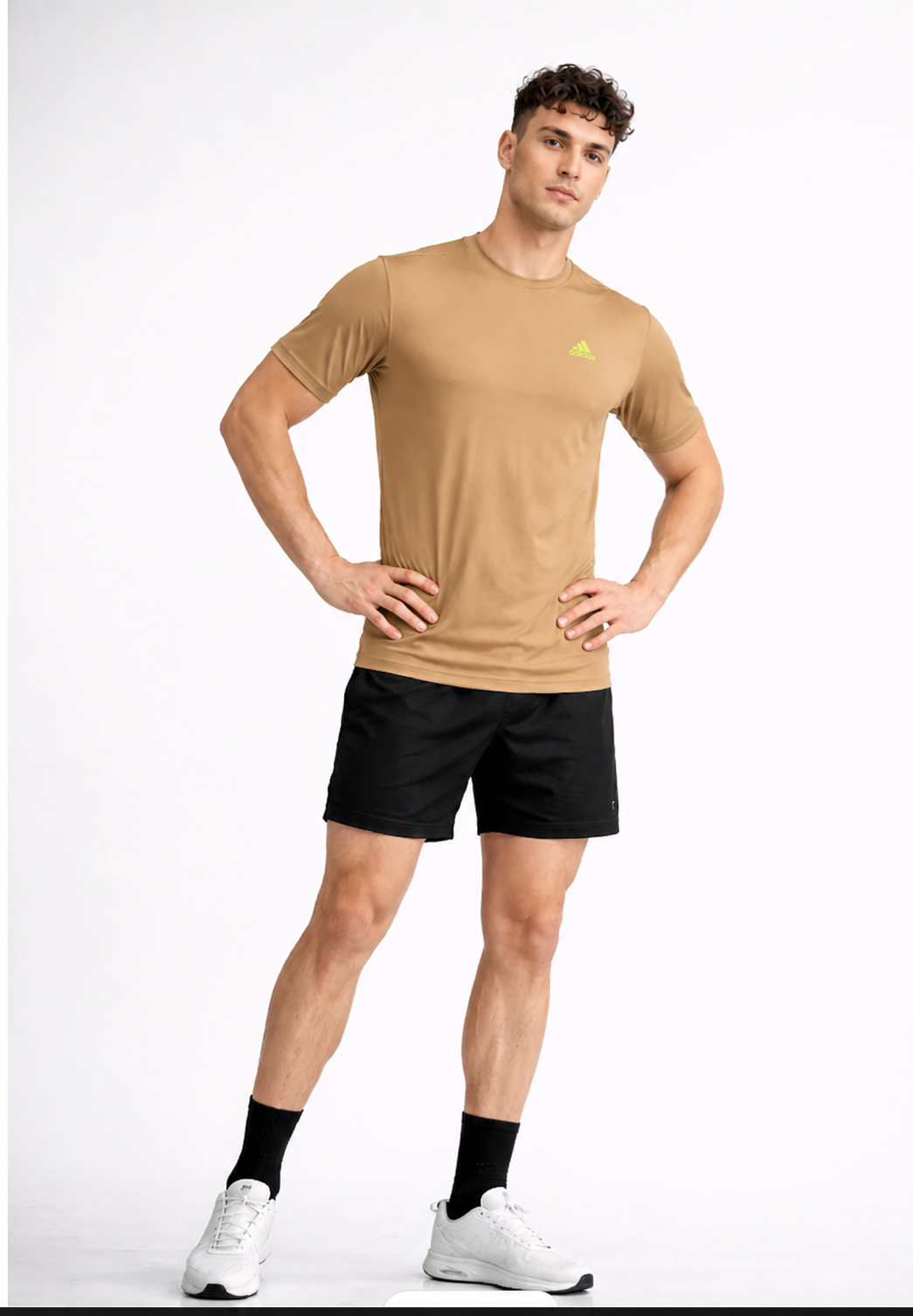 Adidas Mesh Dri-Fit Stretchable T-Shirt – Camel| Gym, Sports & Casual Wear