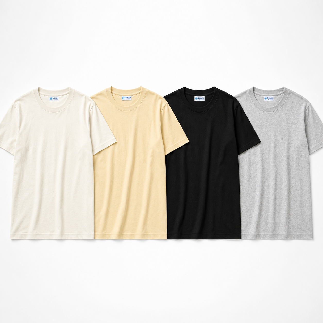 Premium Pack of 4 Plain Cotton T-Shirts for Men – 100% Cotton Export Quality (Black, Grey, Beige, Off-White)