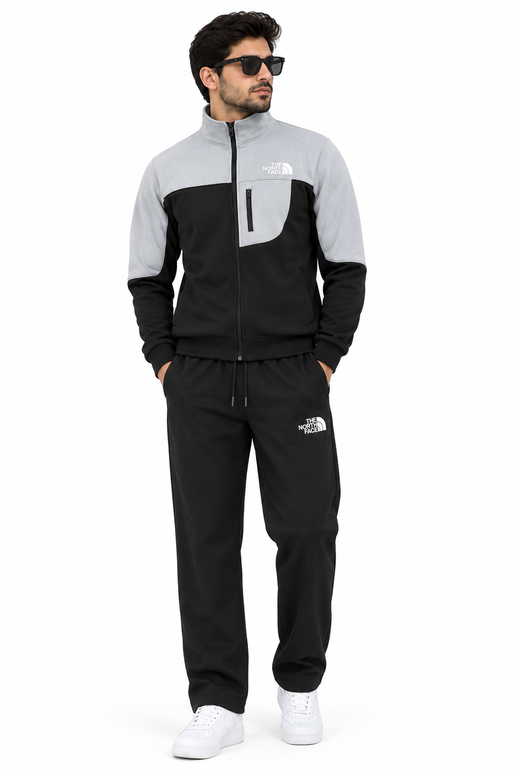 North Face Premium Imported Fleece Track Suit | Black/Grey