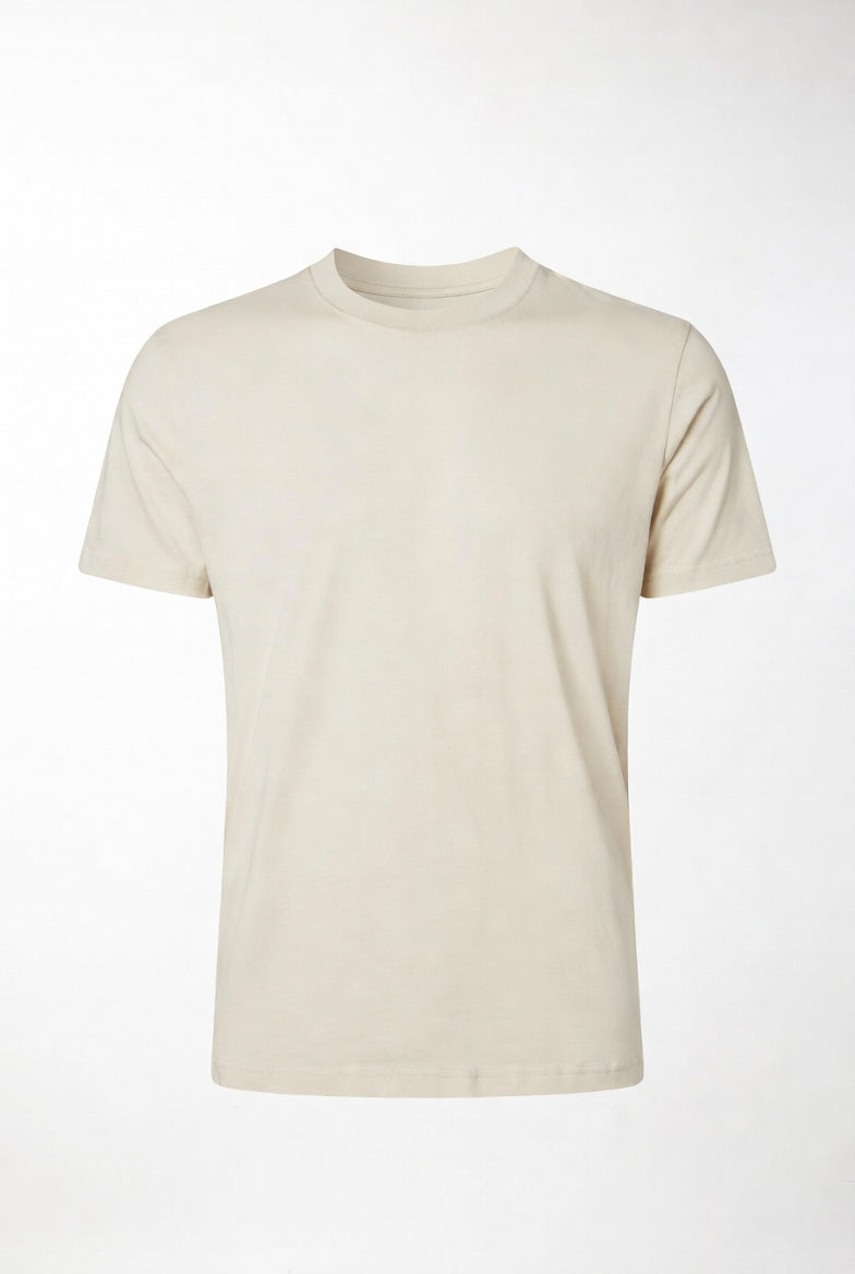 Men’s Plain Cream Cotton T-Shirt | 100% Premium Cotton Regular Fit Tee