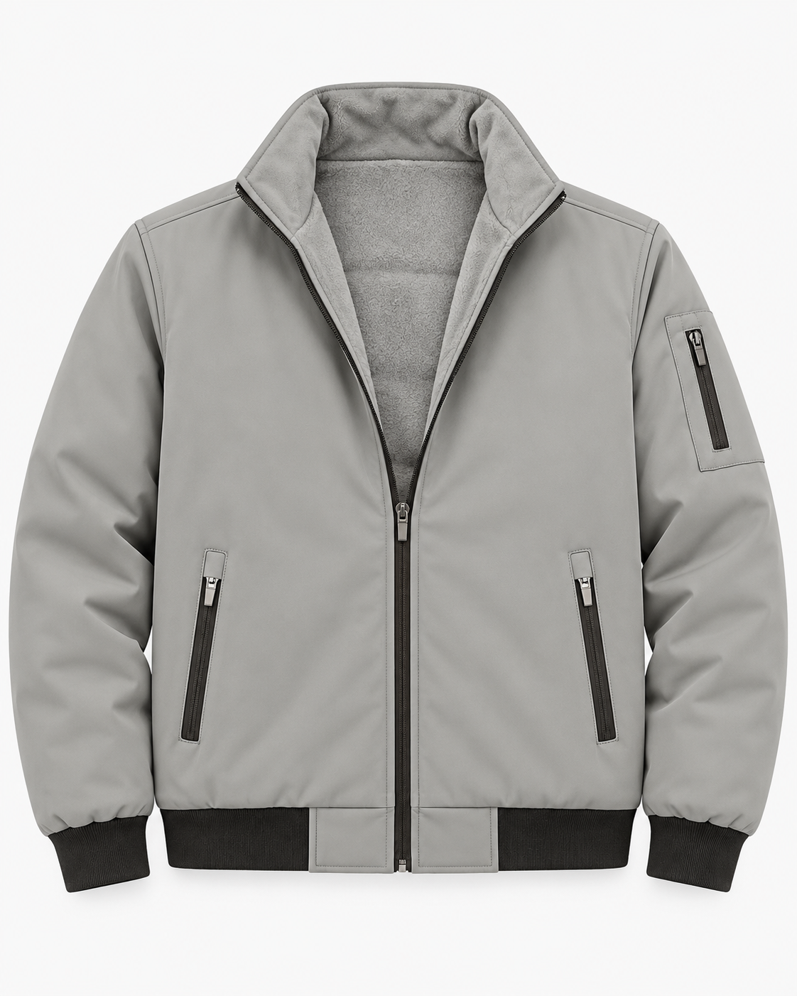 Premium Imported Waterproof Sherpa Fleece-Lined Winter Jacket – Grey