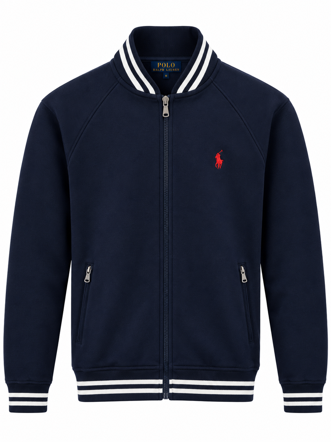 Polo Ralph Lauren Navy Blue Full-Zip Varsity Jacket – Classic Sport Style