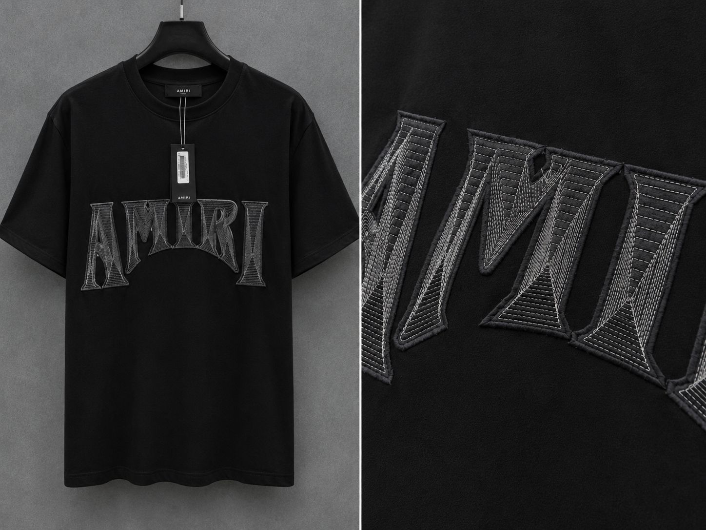 AMIRI Premium Embroidered Logo T-Shirt -  Imported Quality Black  (Pre Order)