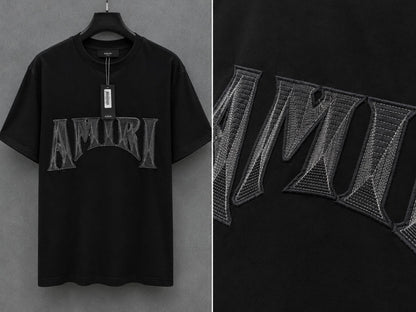 AMIRI Premium Embroidered Logo T-Shirt -  Imported Quality Black