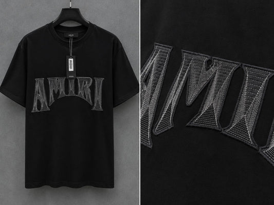 AMIRI Premium Embroidered Logo T-Shirt -  Imported Quality Black