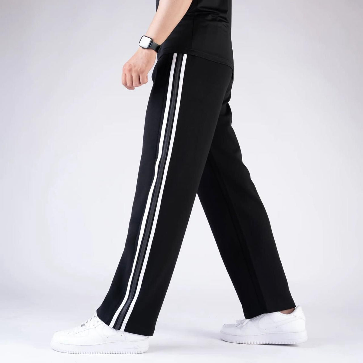 Premium Scuba (PK) Winter Trouser | Soft and Reliable - Black with Grey-White Stripes