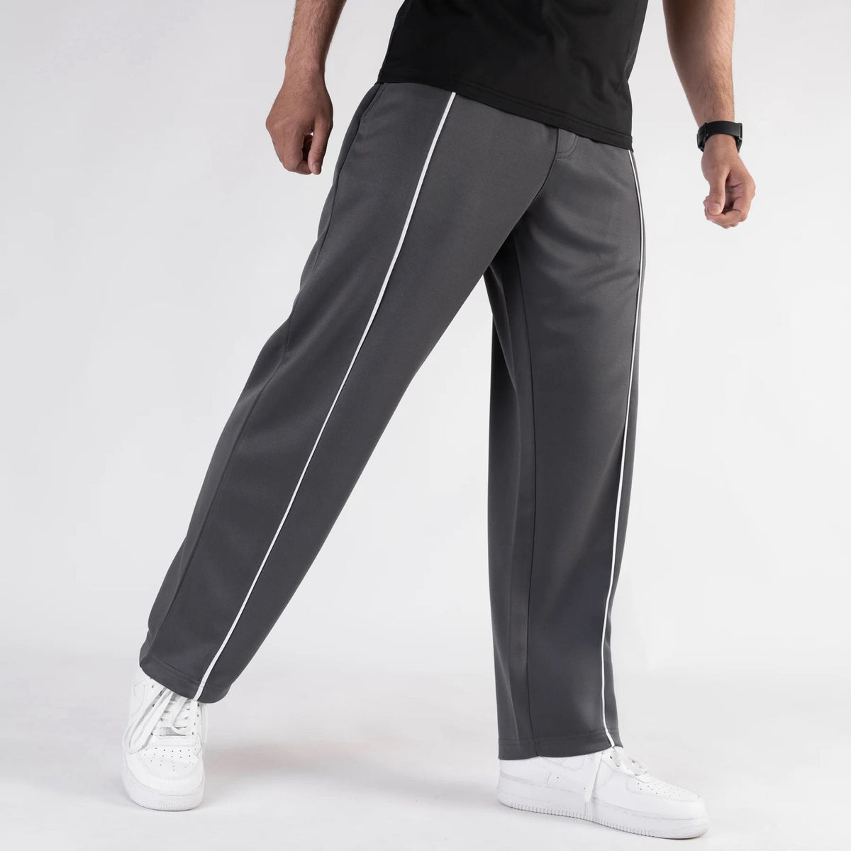 Pack of 2 Premium Scuba (PK) Winter Trouser | Soft and Reliable - Black Stripes and Grey Line