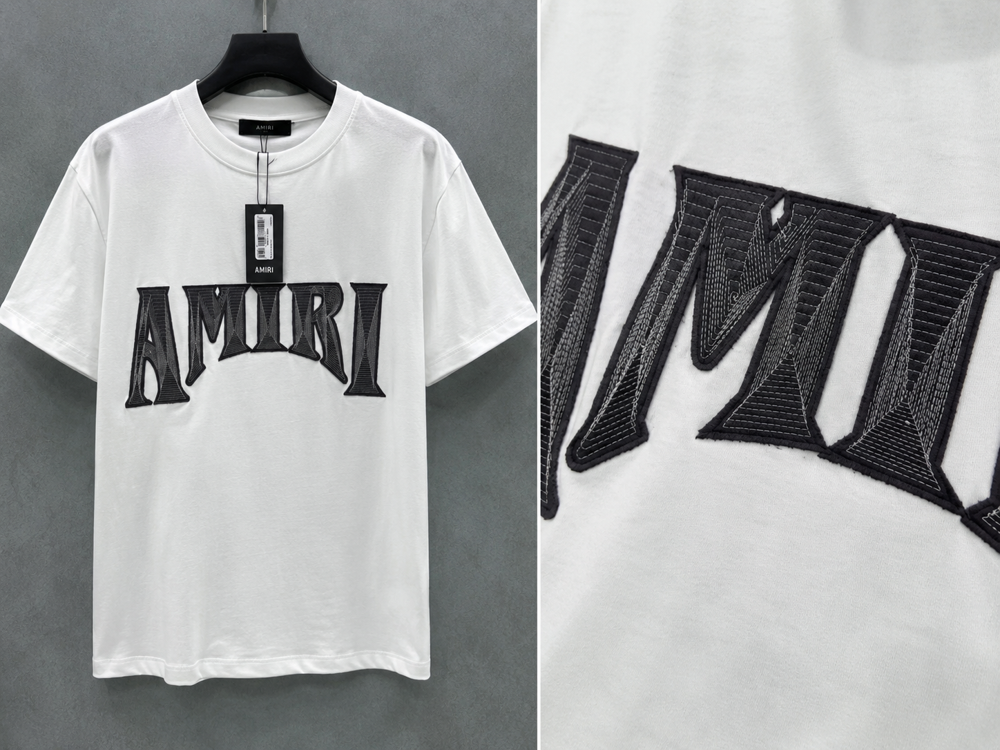 AMIRI Premium Embroidered Logo T-Shirt -  Imported Quality White (Pre Order)