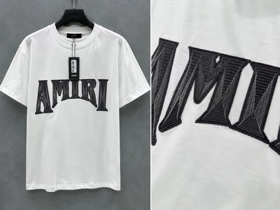 AMIRI Premium Embroidered Logo T-Shirt -  Imported Quality White (Pre Order)
