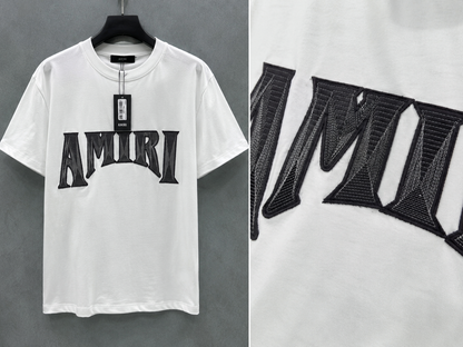 AMIRI Premium Embroidered Logo T-Shirt -  Imported Quality White