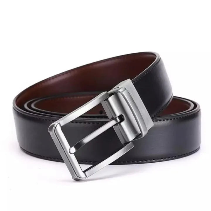 Dual Side Leather Belt – Reversible Black & Brown | Premium Full-Grain Italian Leather