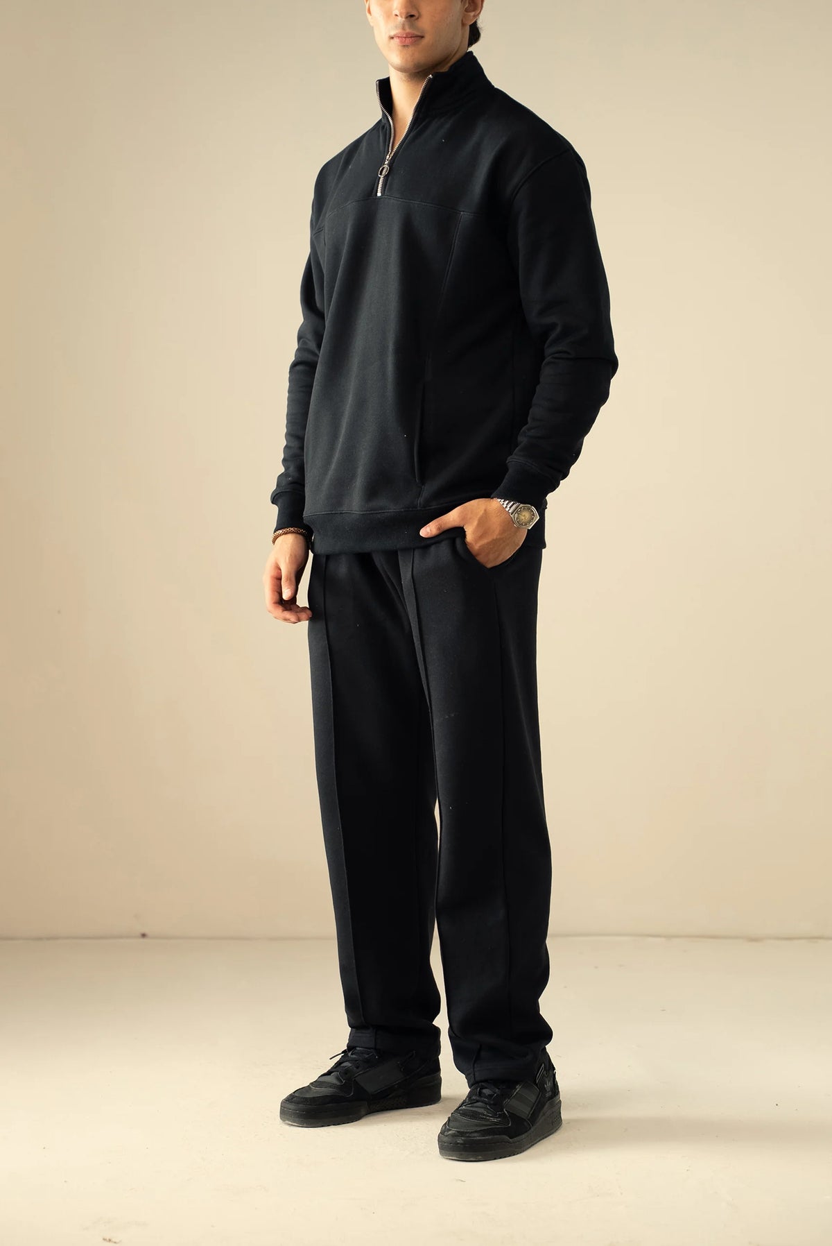 Quarter Zipper Sweatshirt-Black image 3