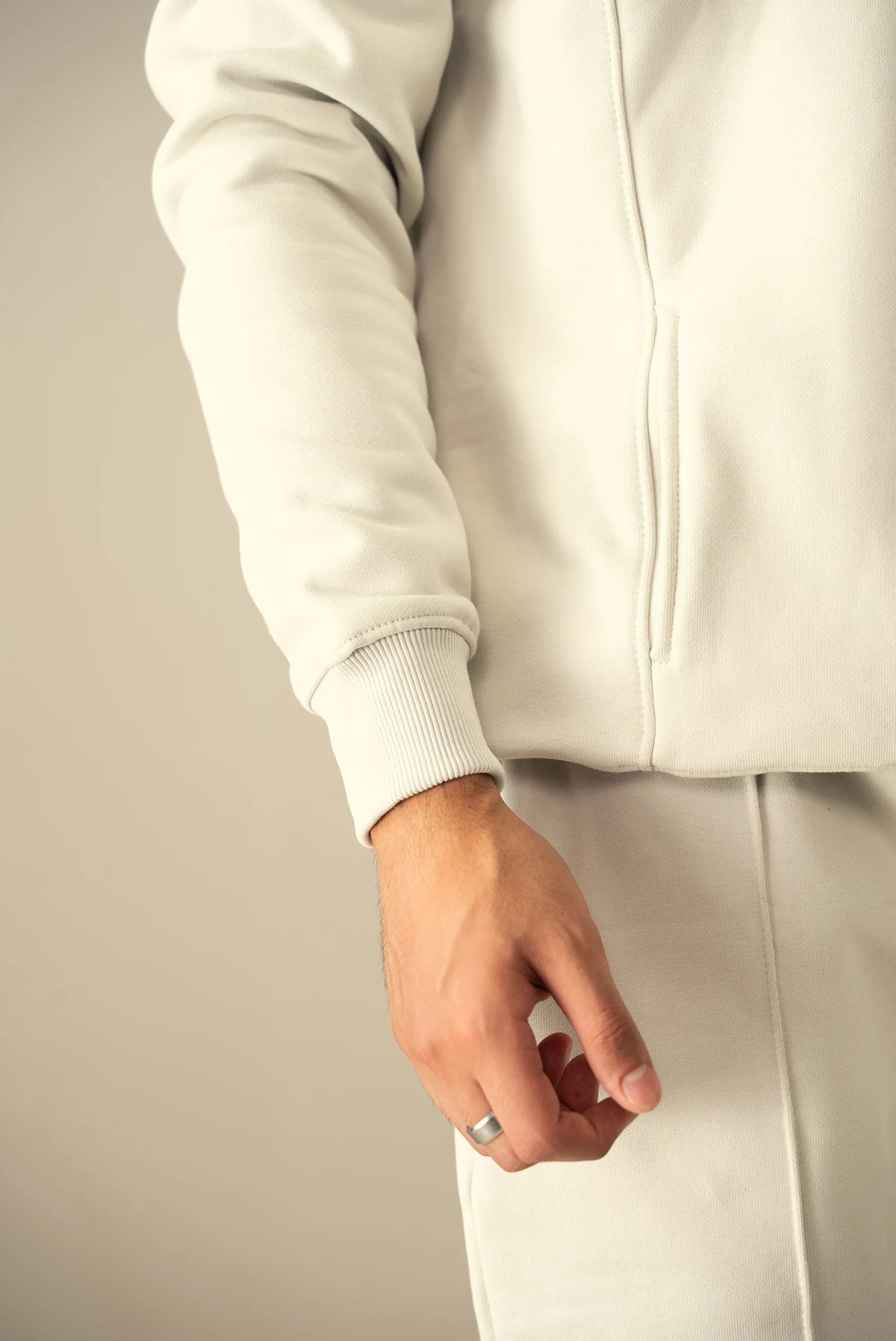 Quarter Zipper Sweatshirt-Off White image 5