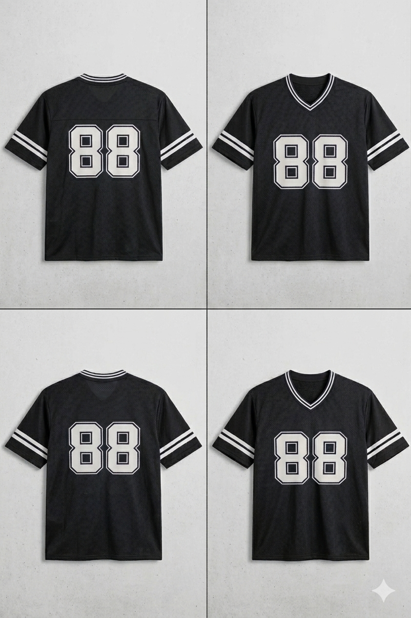 88 Printed Mesh Summer T Shirt - Black with White Stripes