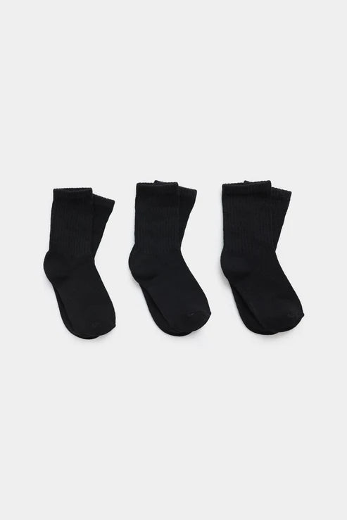 Pack of 3 Men’s Crew Socks – Black | 100% Cotton Everyday Comfort