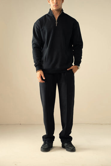 Quarter Zipper Sweatshirt-Black image 1