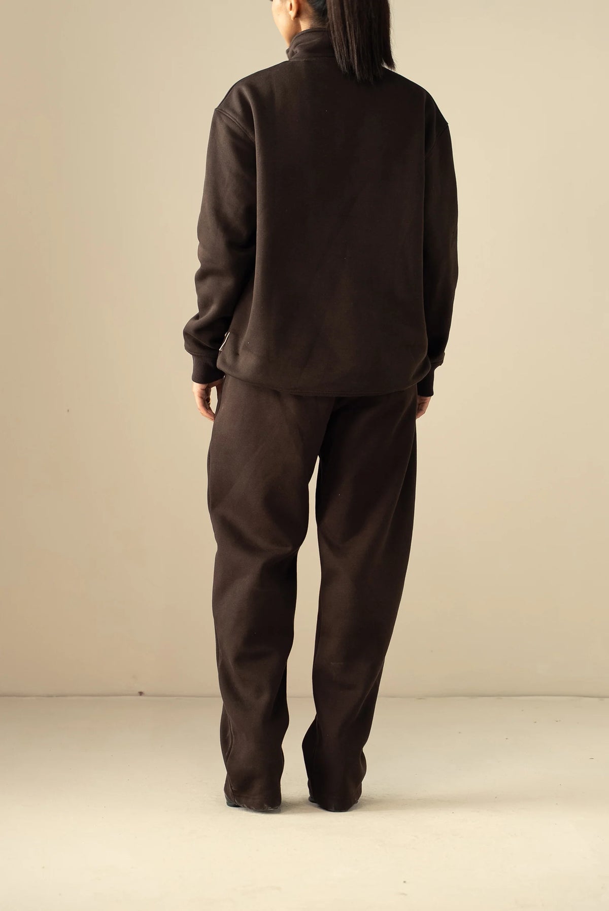 Quarter Zipper Sweatshirt-Brown image 9