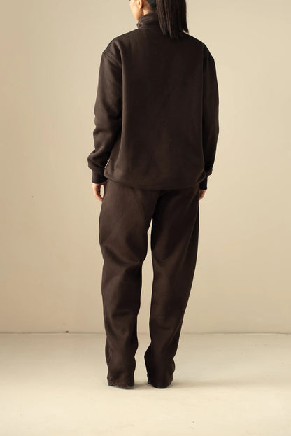 Quarter Zipper Sweatshirt-Brown image 9